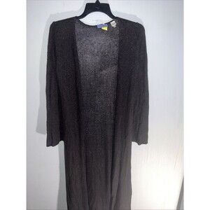 Acrobat Silk & Cashmere Maxi Cardigan Dark Gray Sm Y2K Cozy Officey Grunge Boho